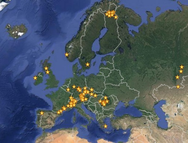 Goud zoeken mijnen in Europa kaart