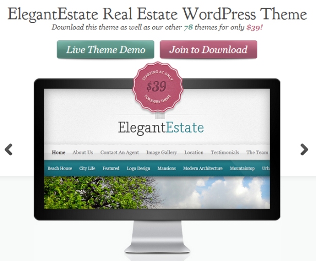Elegant Estate real estate wordpress theme advertisement